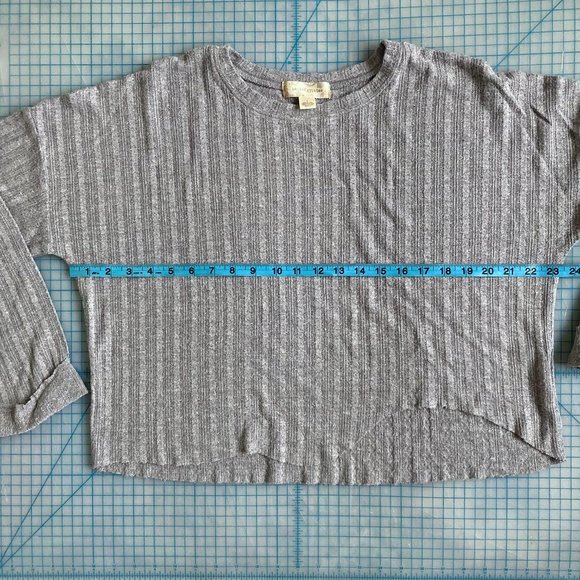 Heather Gray Band of Gypsies Westminster Lightweight Asymmetrical Hem Sweater S - Picture 9 of 12